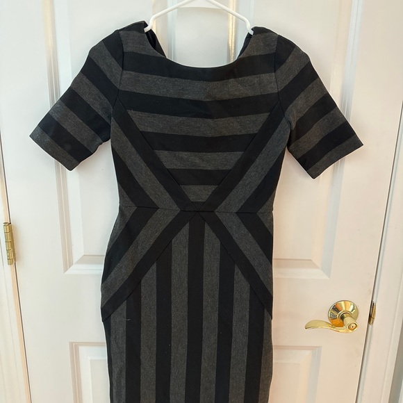 Maeve Dresses & Skirts - Maeve Black and Charcoal Striped Mini Dress